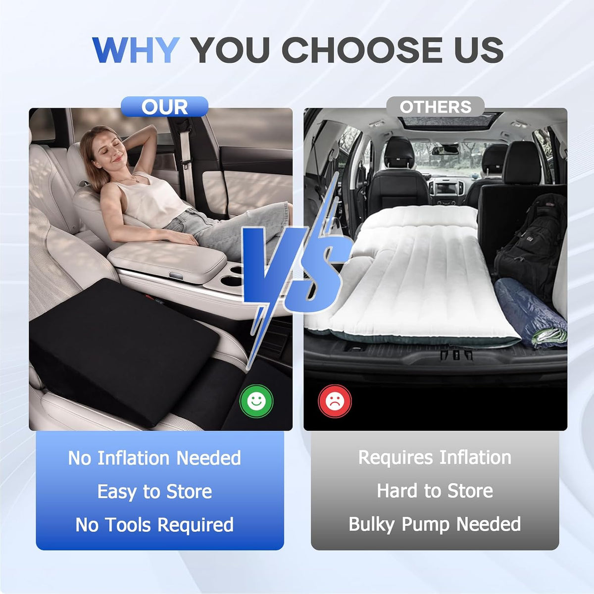 FLORICH Car Booster Seat Cushion Car Sleeping Pad Universal Car Seat Cushion Legs Rest Pads, Black