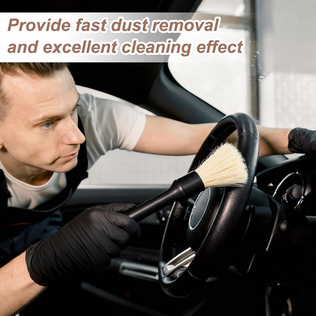 HARFINGTON 3pcs Car Detailing Brush 9.25" Soft Bristle Auto Cleaning Brush