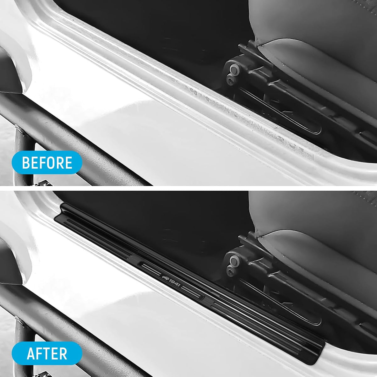 ZZEQYG 2 Pcs Front Door Sill Protector for 1997-2006 Jeep Wrangler TJ Scratch-Resistant Car Door Edge Guards Stainless Steel Interior Accessories