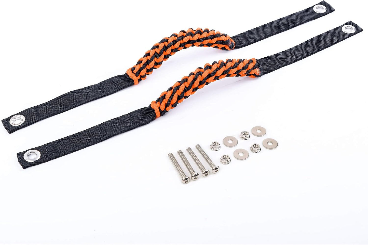 Savadicar 2 Pack Paracord Roll Bar Grab Handles for 2018-2024 Jeep Wrangler JL JLU 4XE &amp; Gladiator JT, Comfortable Cylindrical Weave for Secure Grip, Essential Interior Accessories, Orange