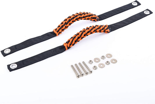Savadicar 2 Pack Paracord Roll Bar Grab Handles for 2018-2024 Jeep Wrangler JL JLU 4XE &amp; Gladiator JT, Comfortable Cylindrical Weave for Secure Grip, Essential Interior Accessories, Orange