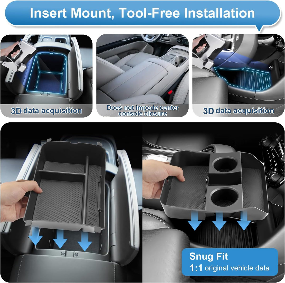 (2Pack) 2026 2027 Palisade Center Console Organizer for Hyundai Palisade (Only fit Calligraphy) (Lower+Console Organizer), Durable &Anti-Slip ABS Console Tray Insert 2026 Palisade Accessories