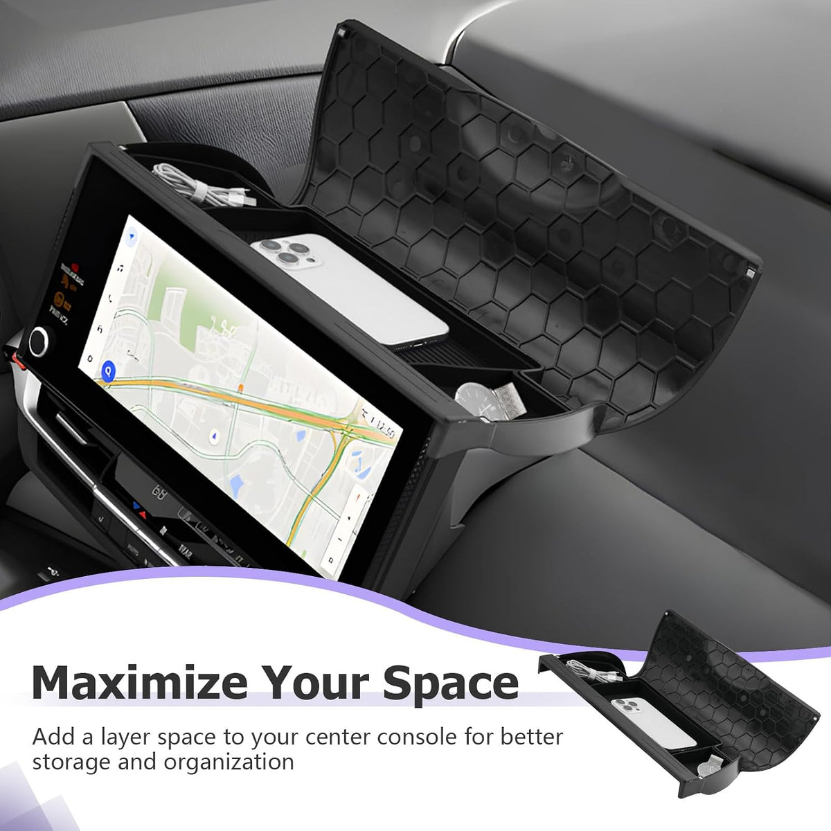 LUWU New 2026 Sienna Accessories Dashboard Storage Tray Compatible with 2025 2026 Toyota Sienna Accessories Behind Screen Organizer Display Box Dash Tray w/Lid (ONLY for 12.3-INCH Screen)
