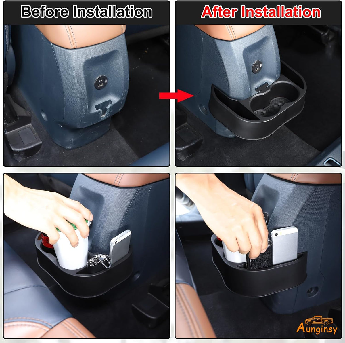 Car Rear Cup Holder Expander Organizer Tray Fit for Ford Maverick 2022-2026