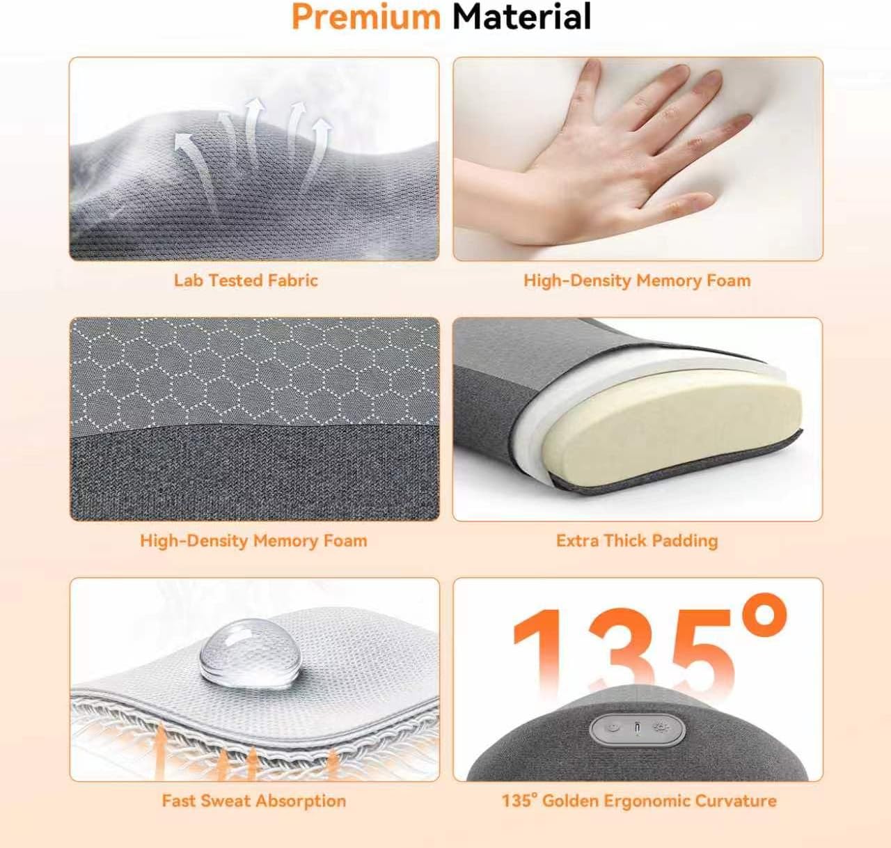 Yunari 2026 Upgraded Cordless Triple Fusion Back Massager, Lumbar Support Pillow with Heat, Vibration and Dual Airbag Stretching, Ideal for Home, Office, Car and Travel(Gray,5.79"/10.91"/7.68")