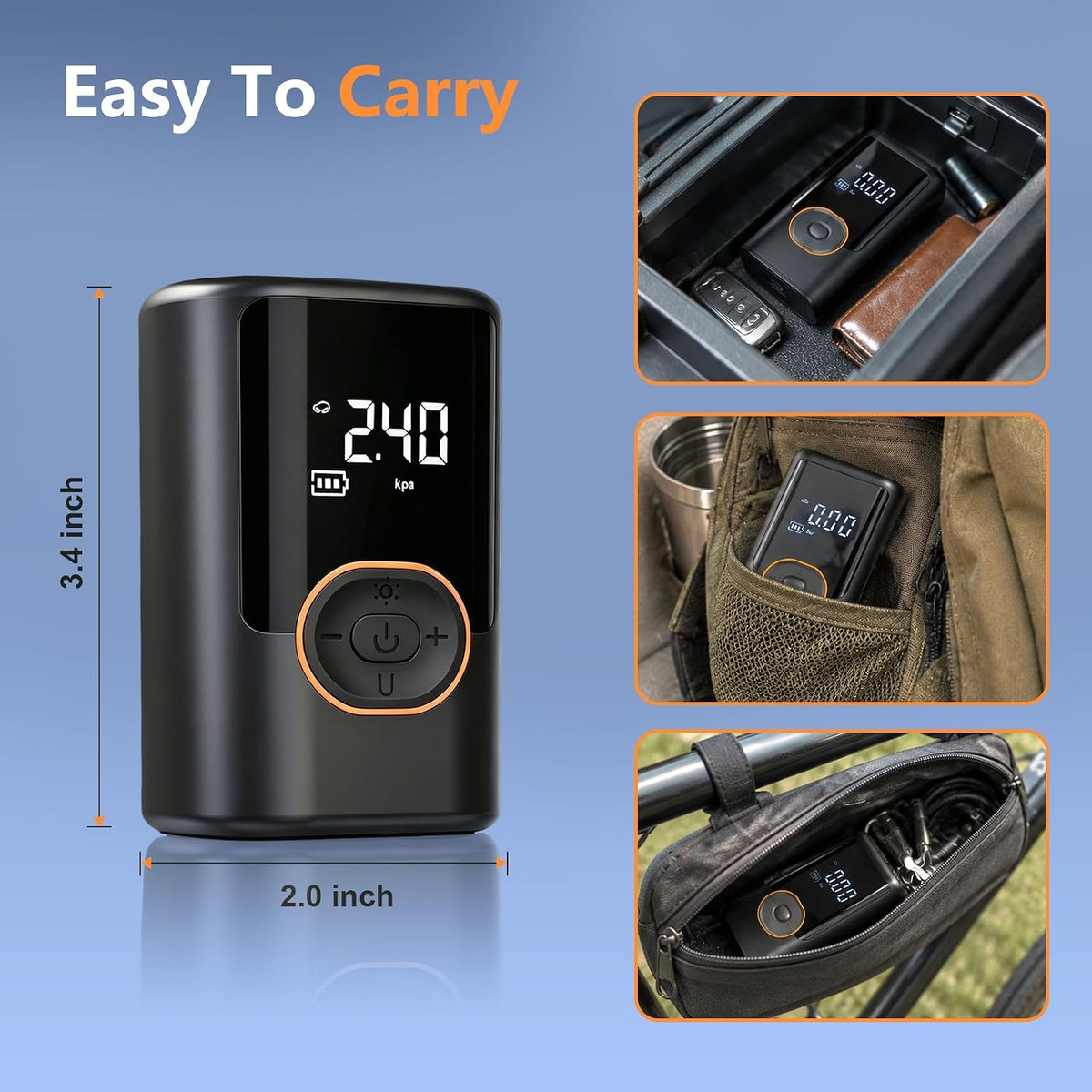 Portable 150PSI Cordless Tire Inflator, Auto Shut-Off Digital Gauge for Car