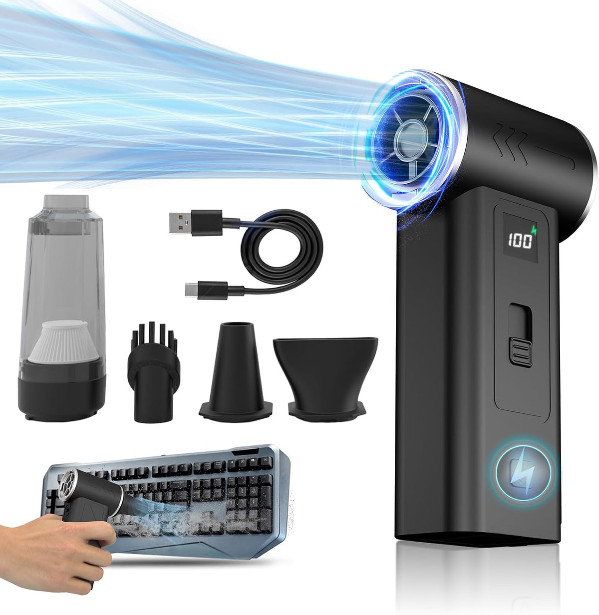High Power Car Vacuum Cleaner Handheld Fan Blower Efficient Filtration System ABS Pet Hair Removal ABS Car Cleaning Tool
