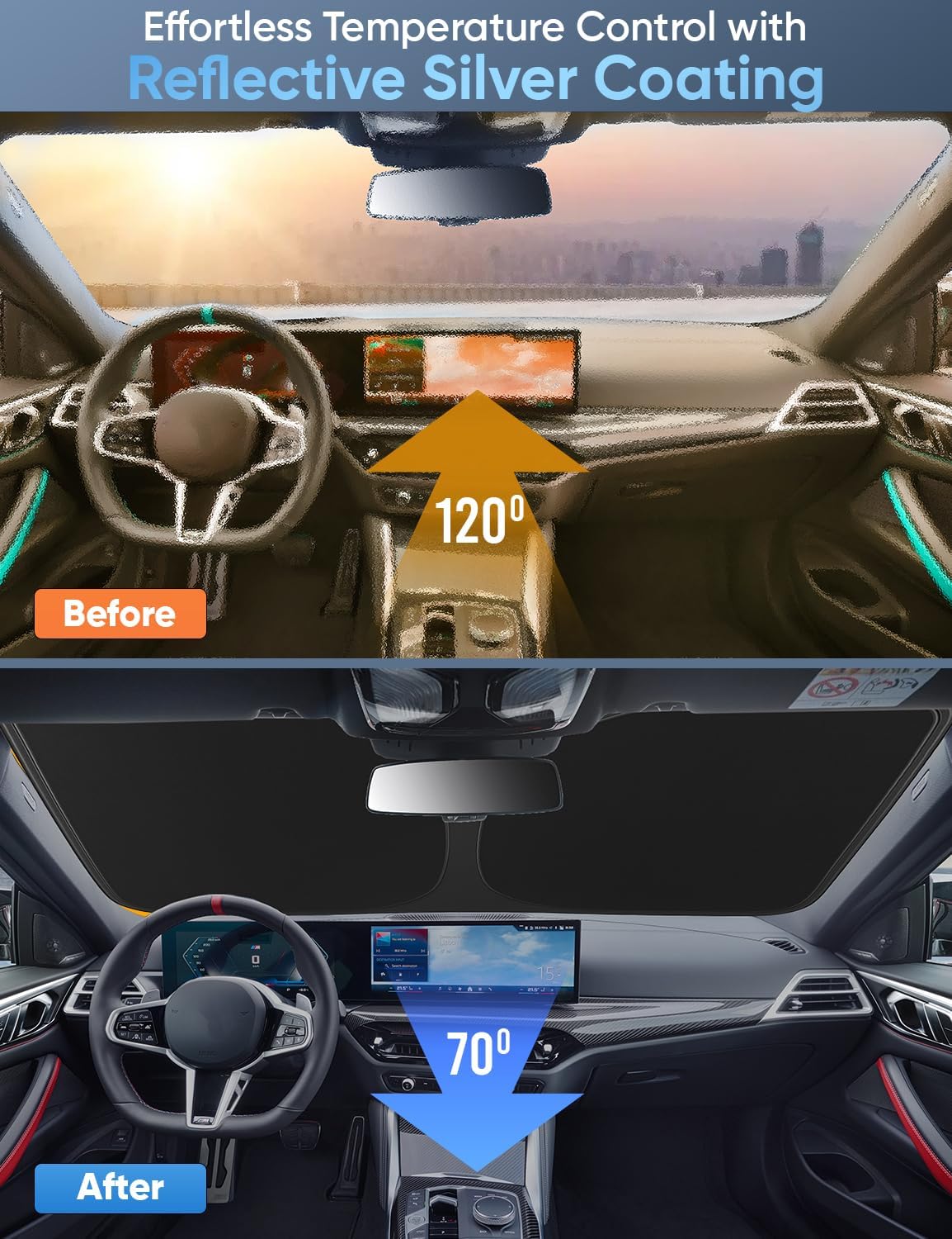 Autovir Windshield Sun Shade Fit for 2019-2024 2025 2026 Toyota RAV4 Sunshade, Front Car Window Shades Sun Visor, Blocks UV Rays & Heat, Car Accessories