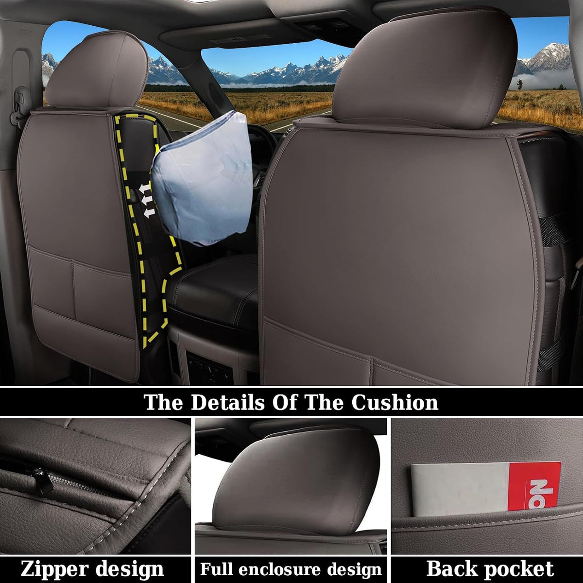 Coverado Car Seat Covers Compatible with Dodge Ram 2002-2026 1500 2500 3500 Pickup Limited Laramie Big Horn Waterproof Leather Seat Protectors Fit for Dodge Ram Crew Cab& Quad Cab(Front, Coffee)