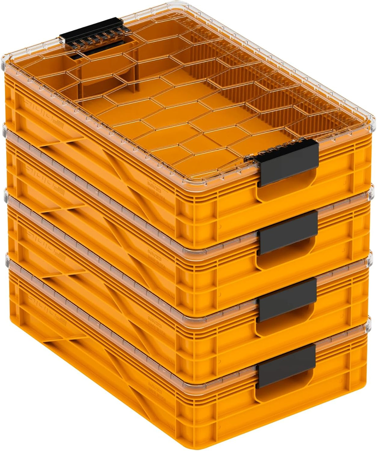 SIDIO Quarter Crate 4-Pack Stackable Storage Bins, Sol