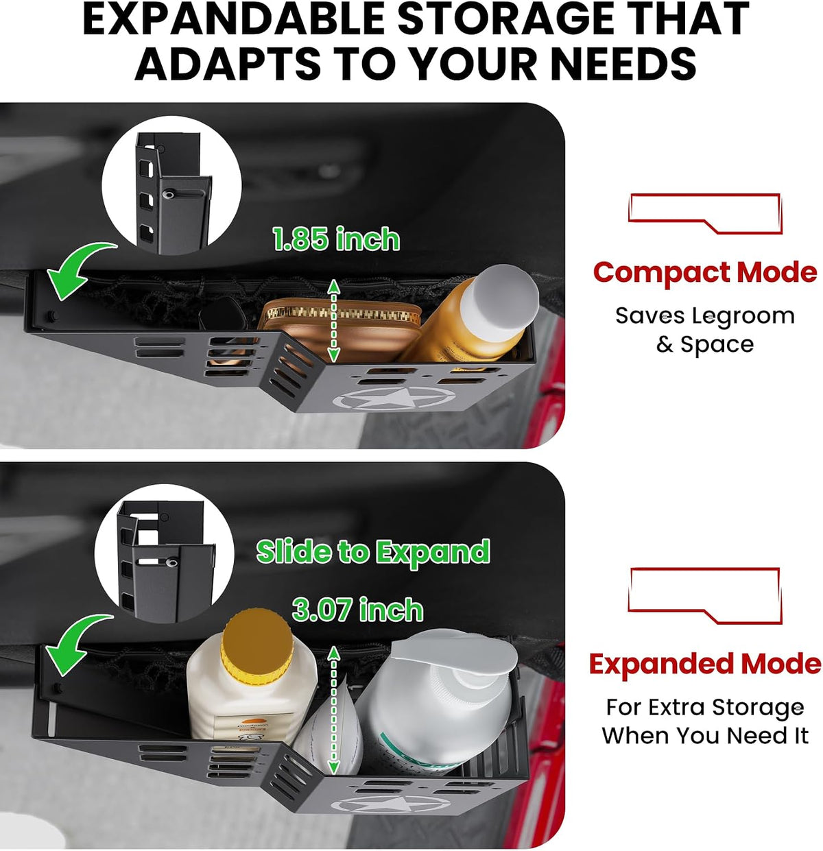 Eamplest Metal Front Door Storage Pockets for Jeep Wrangler JK & JKU