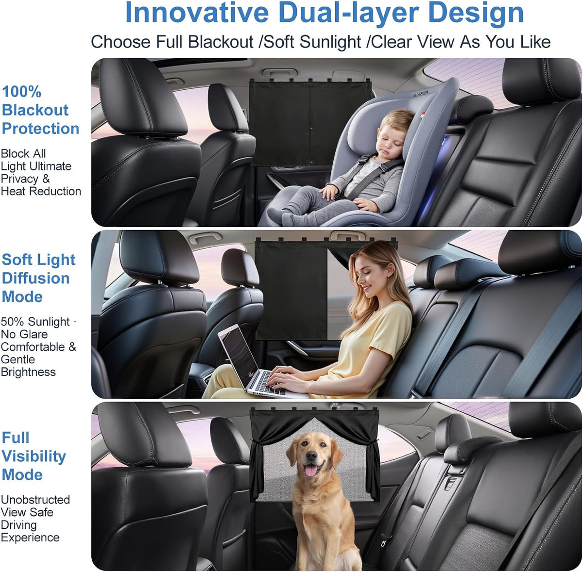 Magnetic Car Window Shades,2Pcs Side Window Sun Shade with 7 Strong Magnets