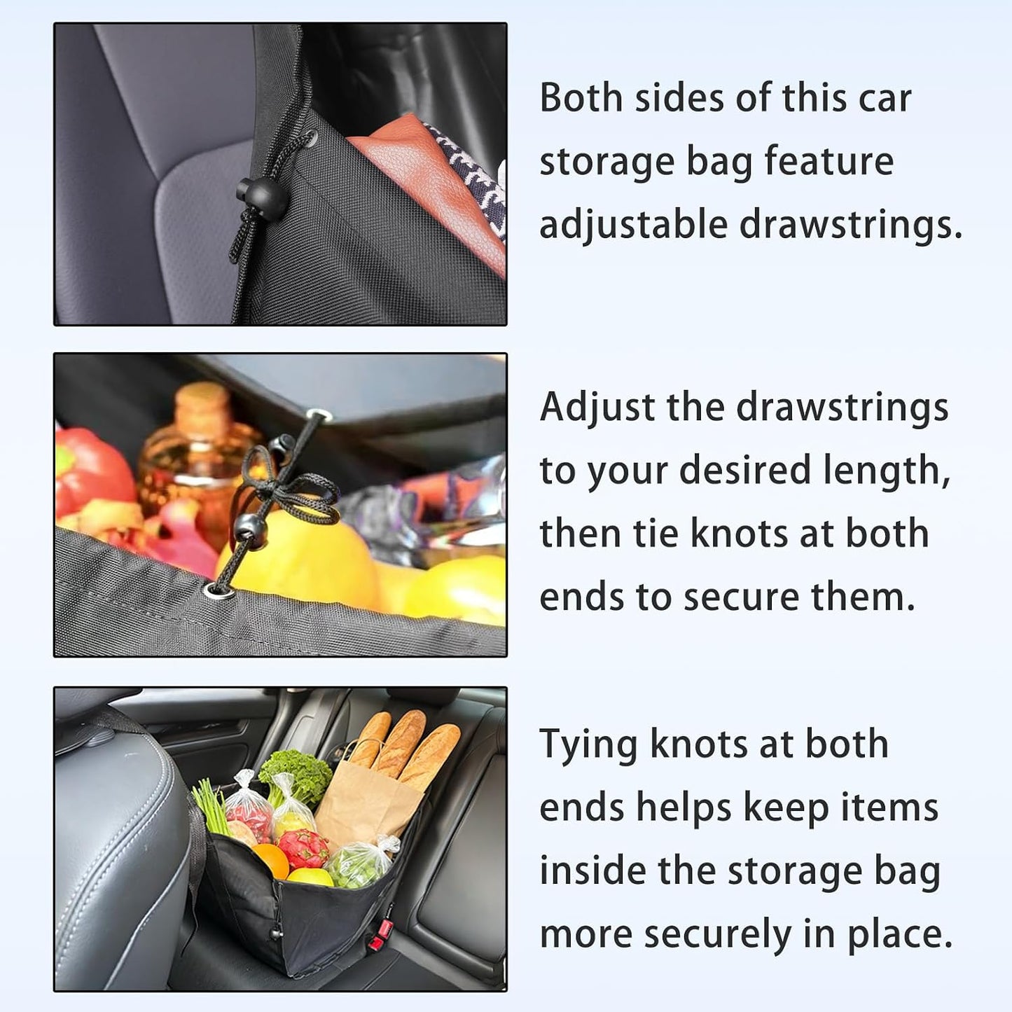 Car Seat Organizer, Collapsible Hammock Back Seat Storage Bag | Foldable Car Hanging Multifunctional Shopping Shoulder Bag,Reusable Tote with Drawstrings, Large Capacity for Car,Truck,SUV