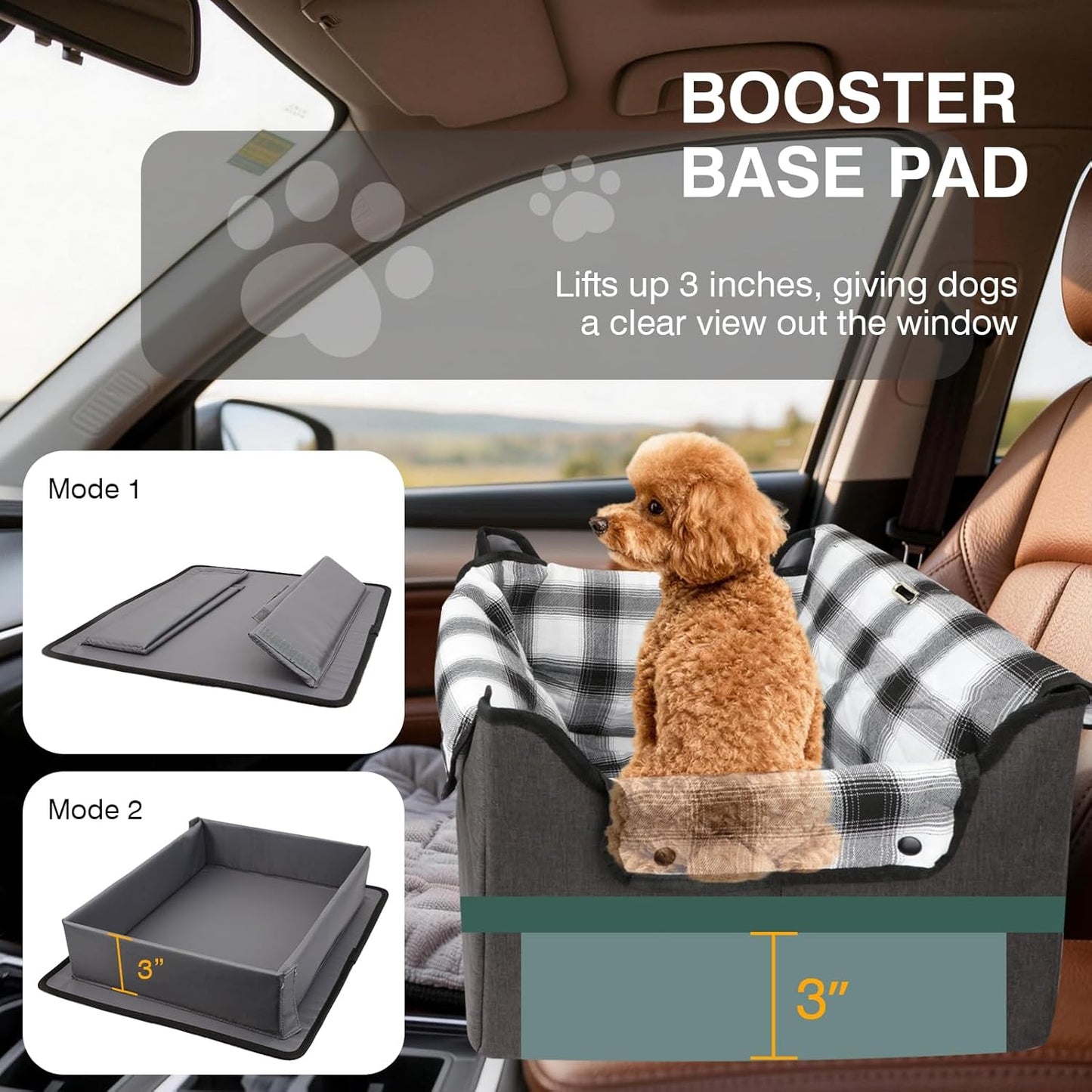 Dog Car Seats for Small Dogs,Foldable Pet Front Seat Dog Car Seat,Elevated Dogs Booster Truck Seat,Detachable and Washable Inner Lining,Reduces Anxiety & Road Trips,Up to 20lbs, Fits Front/Back Seats