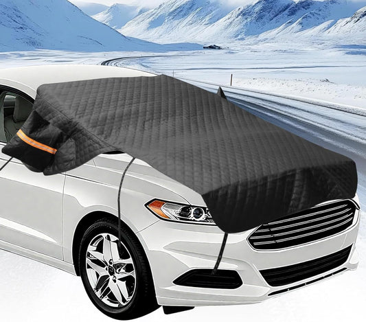 Windshield Cover for Ice and Snow, Heavy Duty 600D Oxford Fabric, Prevent Rainwater, Sunscreen, Snow Prevention, 6* Straps, 2*Rear View Mirror Sleeve, Extra Large Size for Car, SUV, Mpv and Sedans
