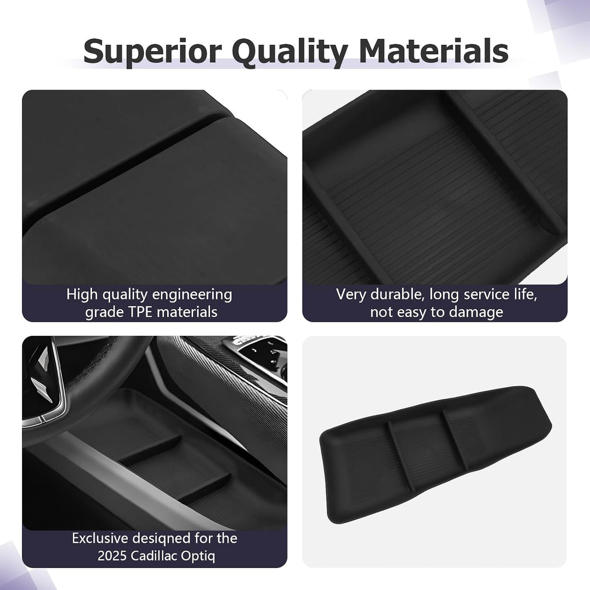 LUWU 2025 Cadillac Optiq Lower Center Console Organizer Compatible with 2025 Cadillac Optiq Luxury/Sport Accessories Armrest Console Organizer Armrest Insert Tray Black