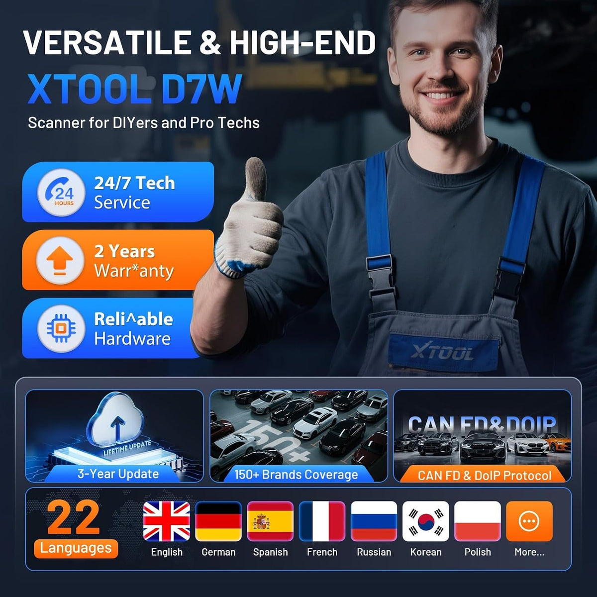 XTOOL D7W Wireles Bidirectional OBD2 Scanner Diagnostic Tool Ver. of D7/D7S