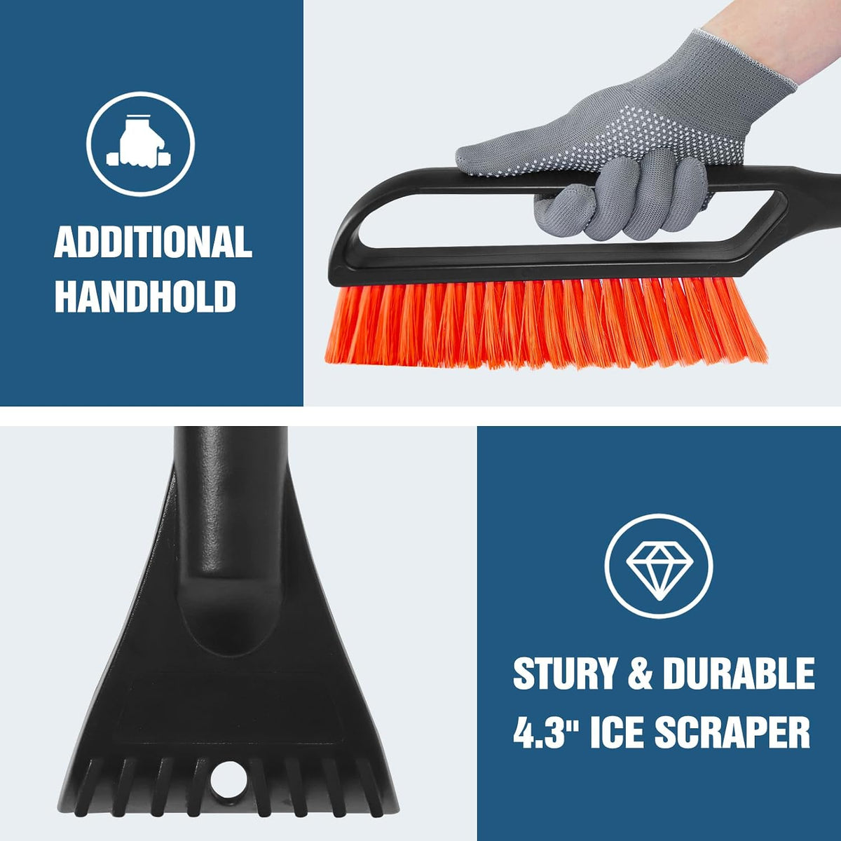YeewayVeh 35in Car Snow Brush Ice Scraper for Car Windshield, 2-in-1,Orange