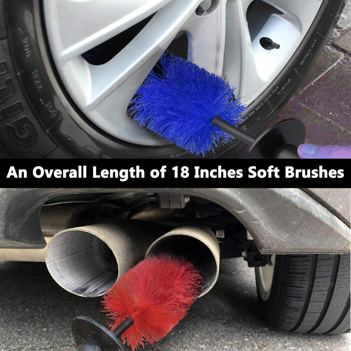 Linkhood 2-Pack Master Wheel Brush, Easy Reach Wheel and Rim Detailing Brush 18’’ Long Soft Bristle, Car Wheel Brush, Rim Tire Detail Brush,Multipurpose use for Wheels,Rims,Exhaust Tips,Motorcycles