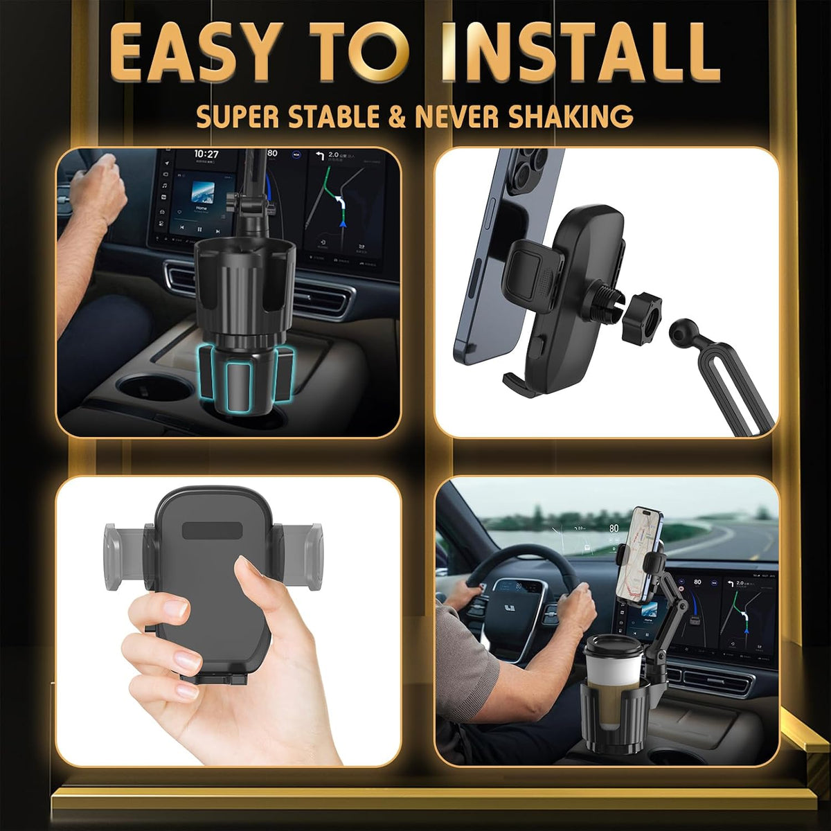 Phone Holders for Your Car, 2 in 1 Universal Stable Cup Car Phone Holder