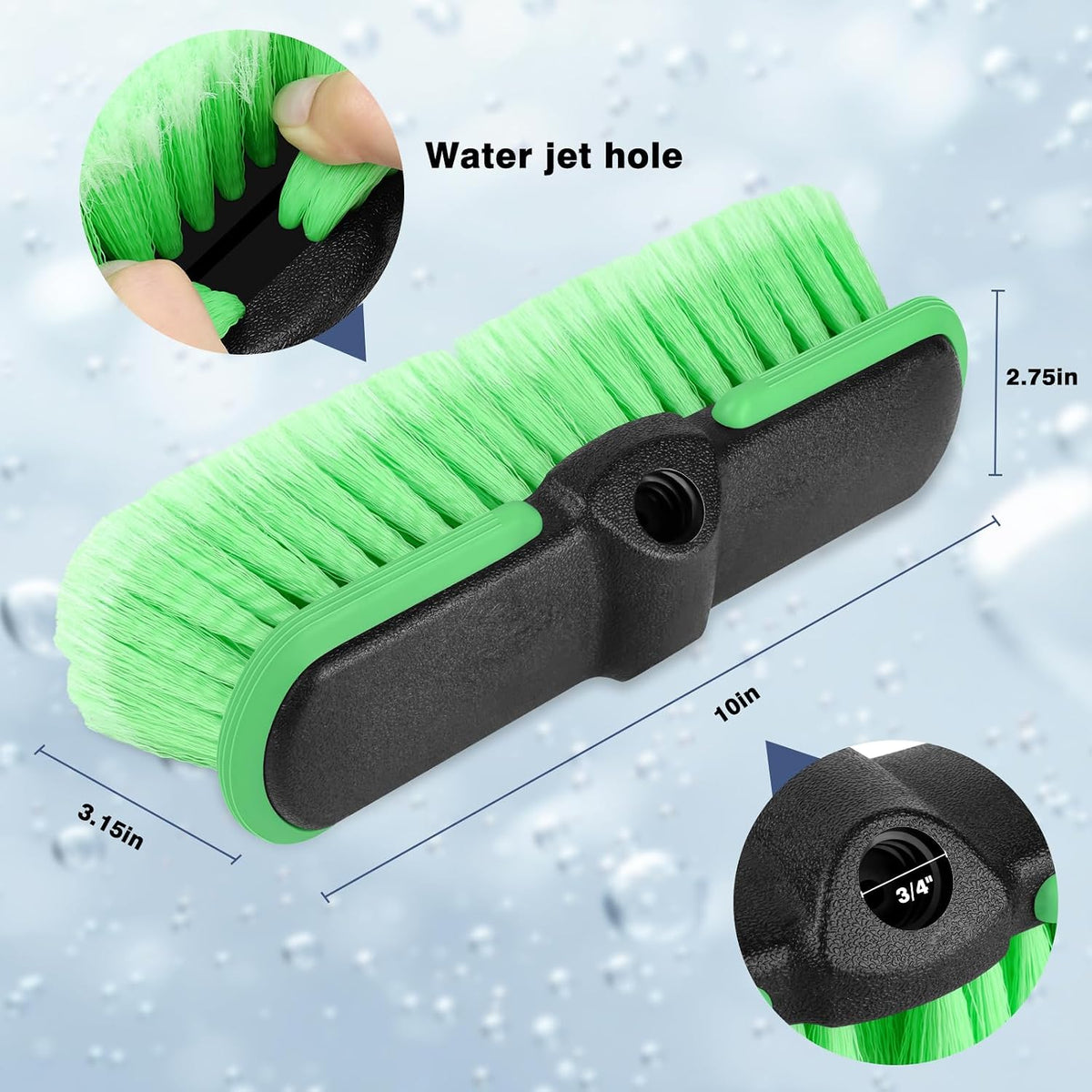 10" Car Wash Brush Head,Scrub Brush Attachment for Extension Pole