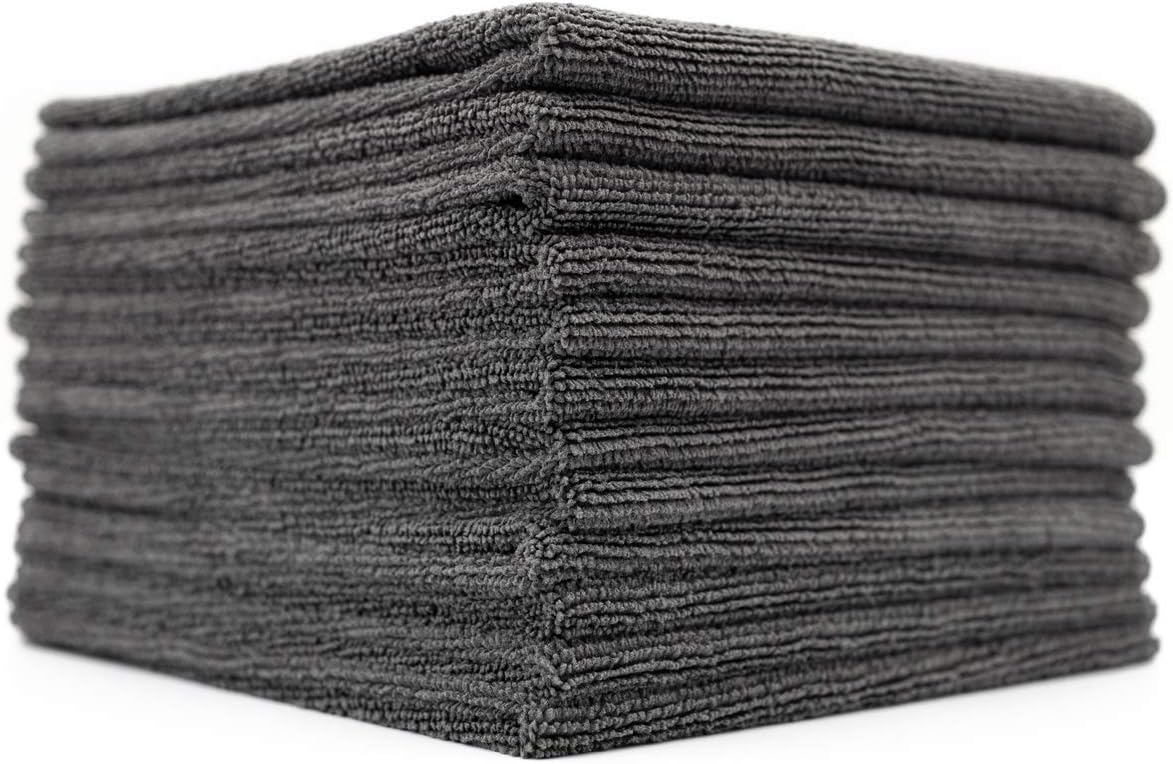 The Rag Company - All-Purpose Microfiber Terry Cleaning Towels - Commercial Grade, Highly Absorbent, Lint-Free, Streak-Free, Kitchens, Bathrooms, Offices, 300gsm, 12in x 12in, Light Blue (12-Pack)