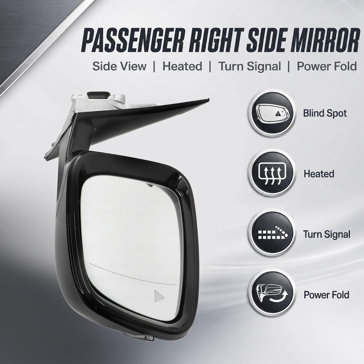 XQSMWF Passenger Right Side Mirror Assembly Fit for BMW 5 Series G30 530i 540i 530e 2017-2022 - White, Power Folding, Heated, Blind Spot, Turn Signal - Replaces 51167485125 [5-Pin]