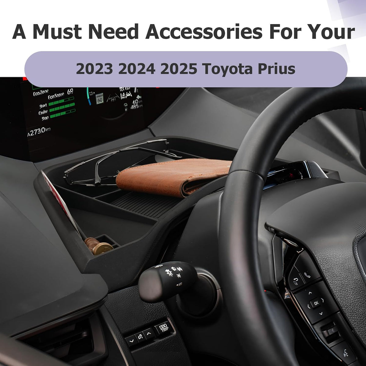 LUWU 2026 2027 Prius Dashboard Storage Tray Compatible with 2023 2024 2025 2026 2027 Prius Accessories Behind Screen Organizer Prius 2026 Accessories Center Console Box Dash Tray (Silicone)