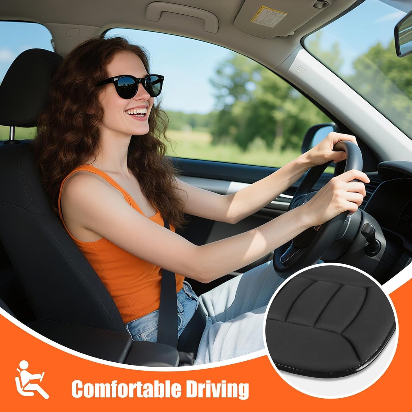 Car Seat Cushion for Long Sitting, Memory Foam Cushion for Office Chairs, Car Driving, Soft and Comfortable Support for Tailbone, Pain and Pressure Relief, Comfort(Black)