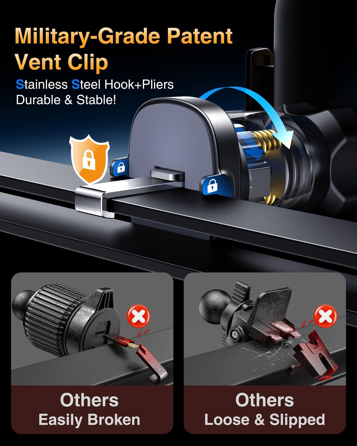 VANMASS 2026 Phone Holders for Your Car Ultimate Military-Grade Car Phone Holder Mount【Patent & Safety Certs】Upgraded Shockproof Truck Air Vent Phone Mount for iPhone 17 Pro Max 16 15 Samsung Android