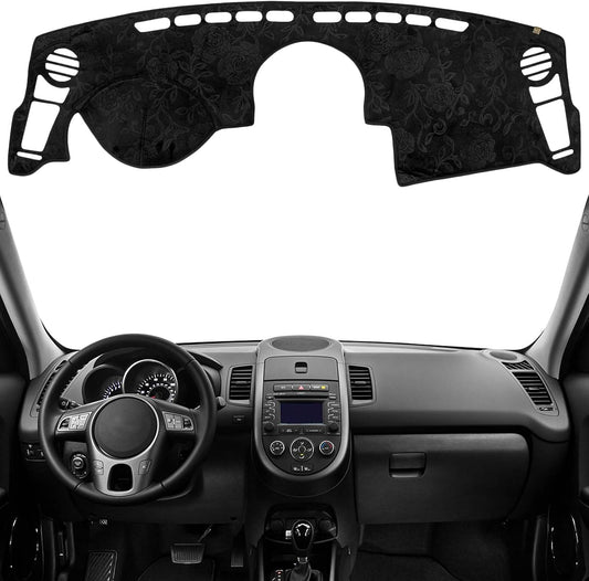 Dashboard Cover Dash Mat Fit for K-ia Soul 2013-2010 (for Left Hand Drive),Car Dash Board Mat Anti-Glare Carpet,Non-Slip Pad Sunshield Protector (Flannel)