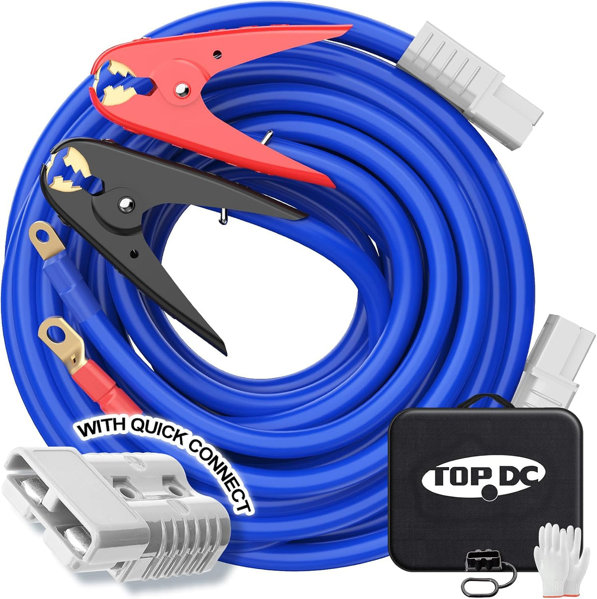 TOPDC Quick Connect Heavy Duty Jumper Cables, 1 Gauge, 30 Feet, 800A