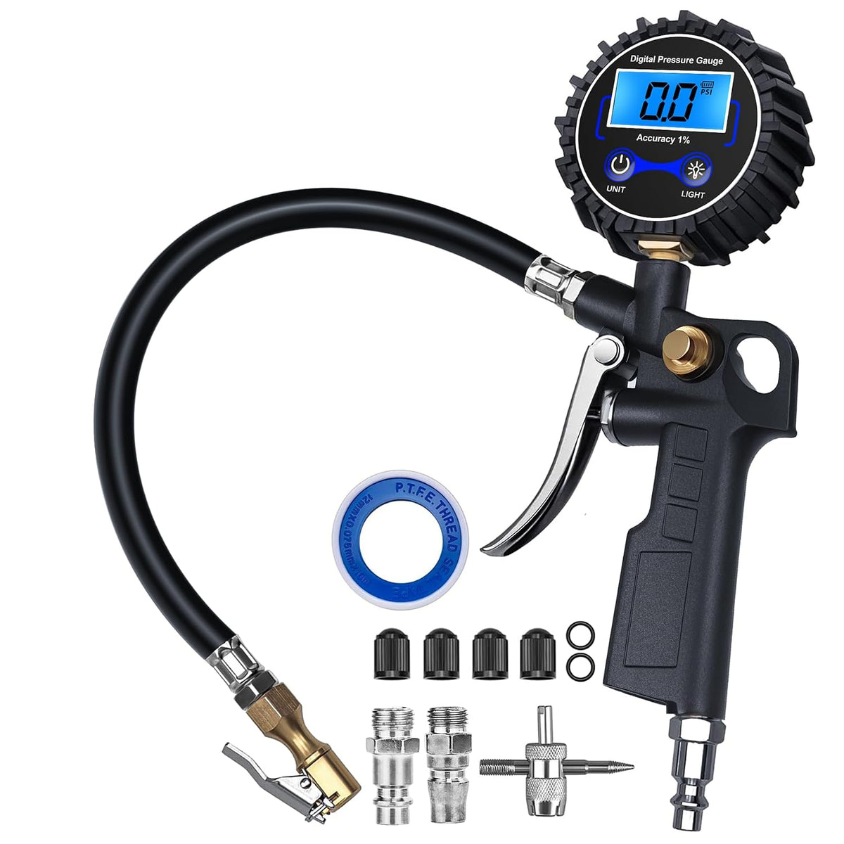 Digital Tire Pressure Gauge with Inflator for Car, 250 PSI