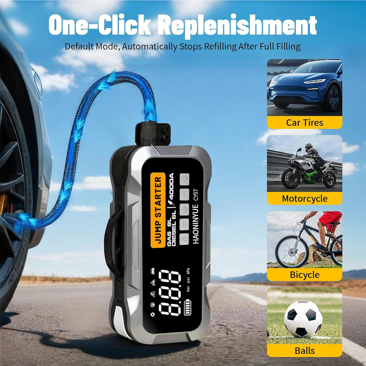 4000A Jump Starter with Air Compressor, 150PSI for Car
