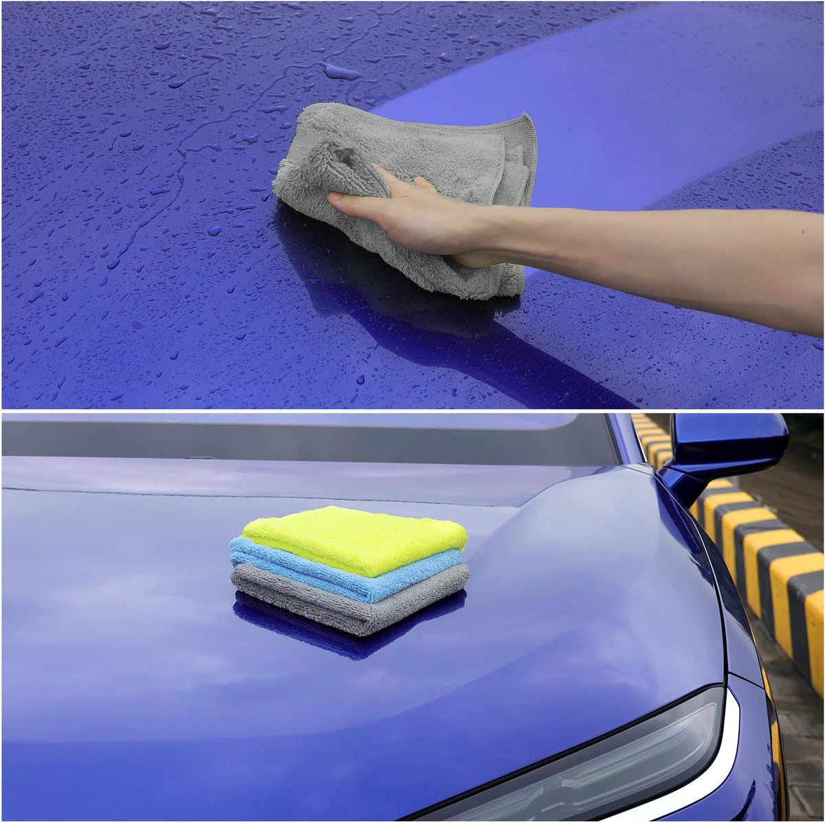 Car Wash Towels 16x16 - Microfiber, Grey 6-Pack