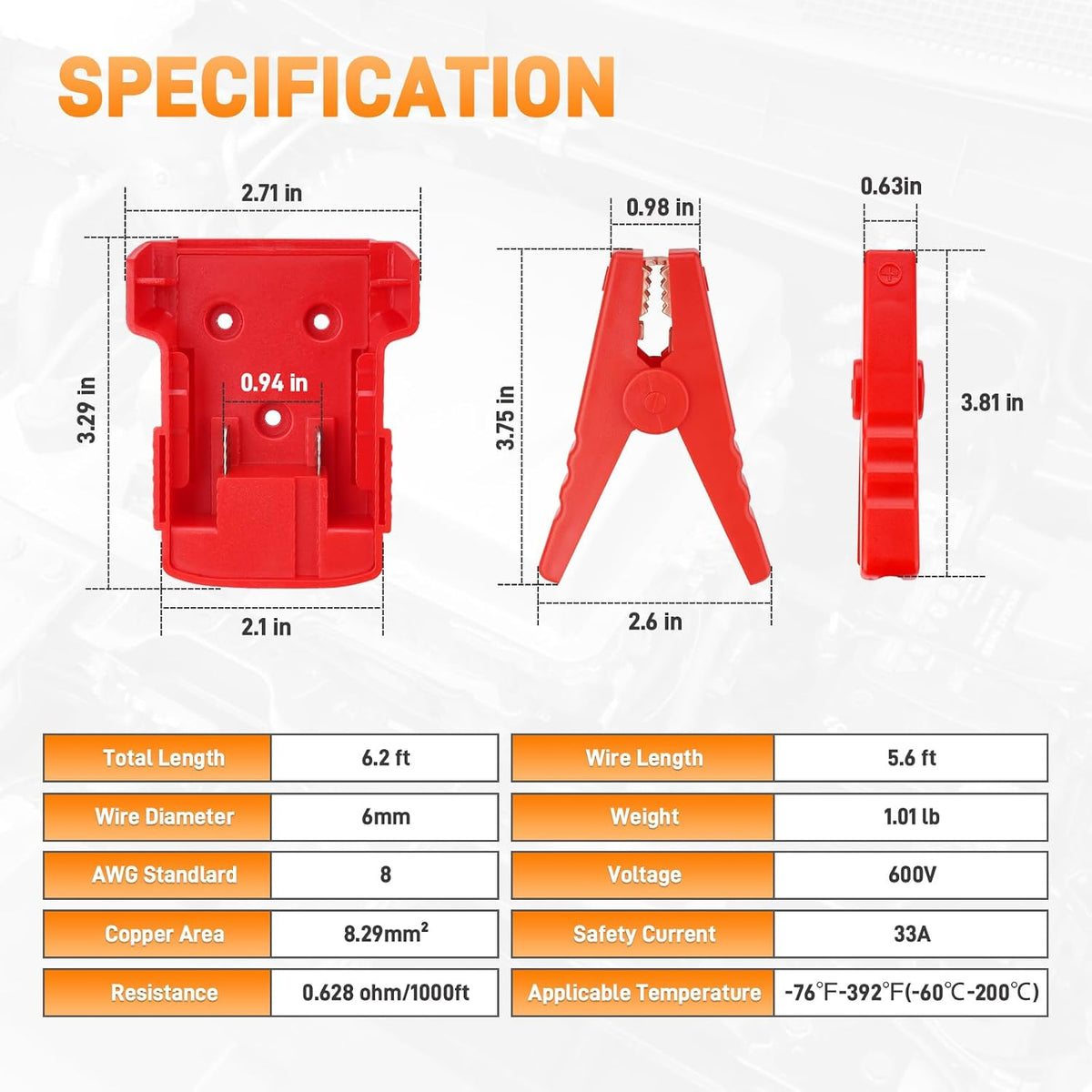 Jumper Cables with Adapter Compatible with Milwaukee M18 Battery