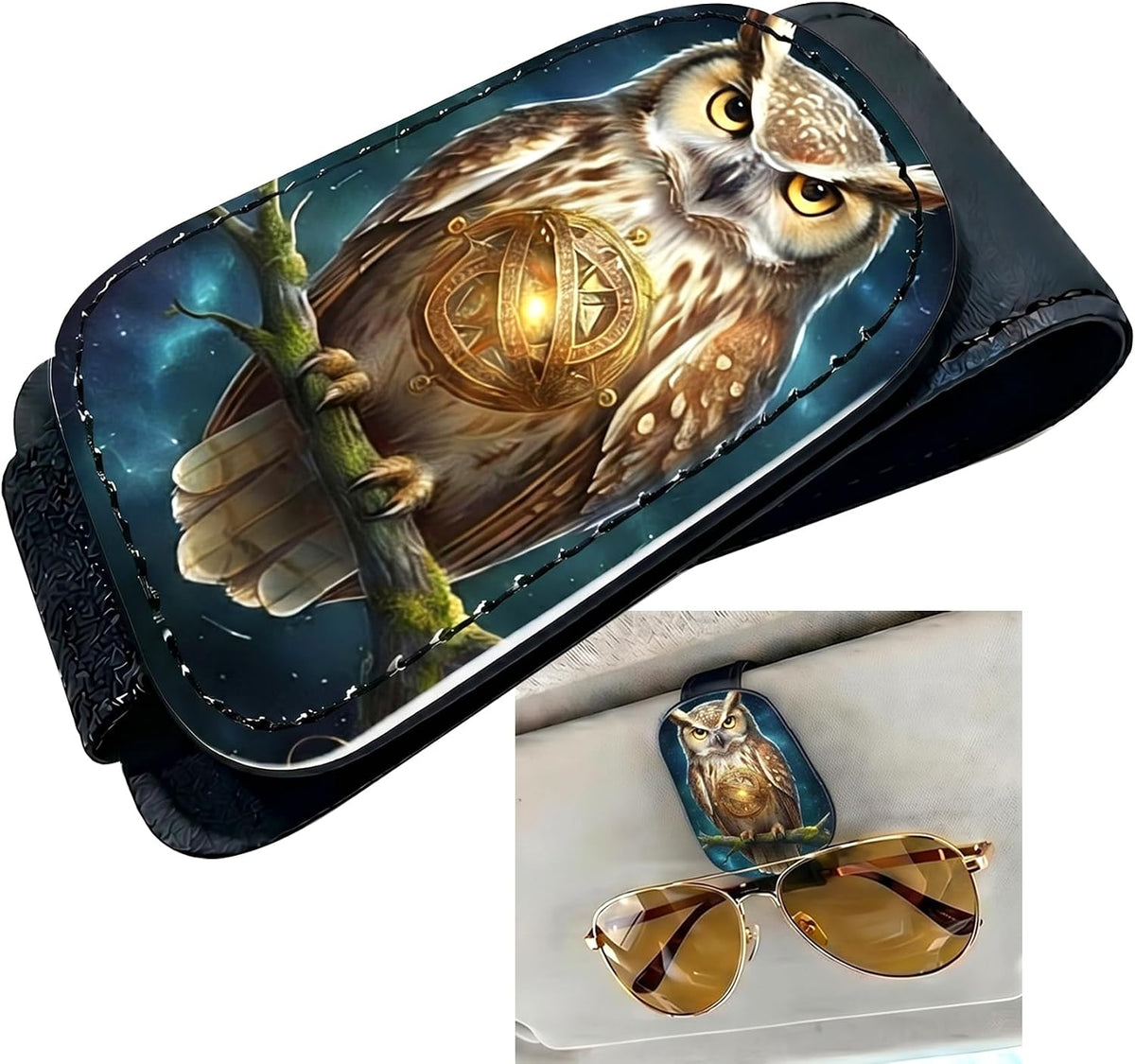 Owl Car Sunglasses Holder Universal Magnetic Visor Accessories