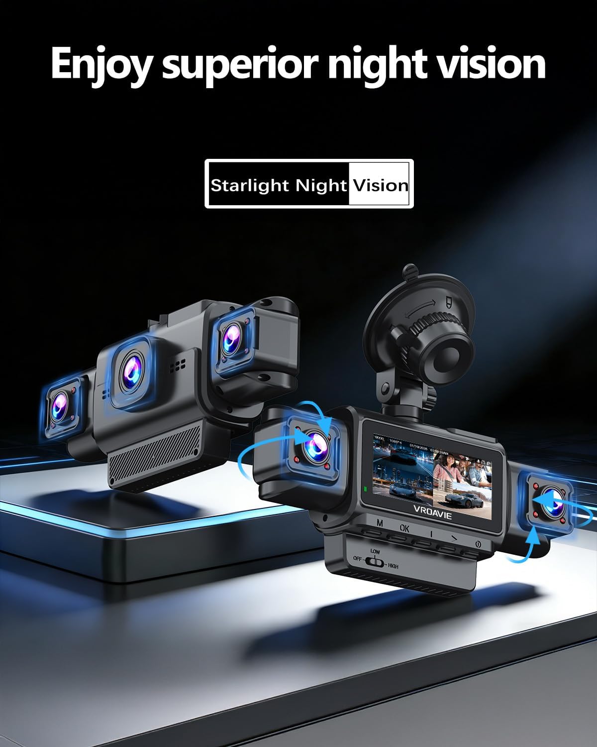 4CH Dash Cam, mmWave Radar Parking Guard,360° Full Coverage