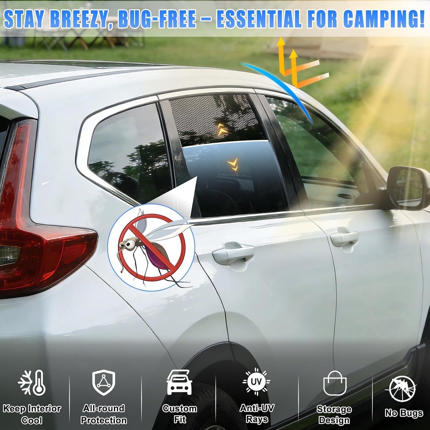 ZATOOTO Car Window Shades Honda CRV 2023-2025 for Rear Window 2Pack car Shades for Back Windows Baby & Pet | Blocks 99% UV Rays & Heat | Breathable Mesh for Privacy & Bug Protection | Camping & Travel