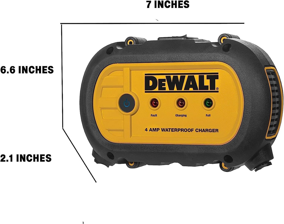 DEWALT DXAEWPC4 Fully Automatic 4 Amp 12V Waterproof Battery Charger/Maintainer with Cable Clamps