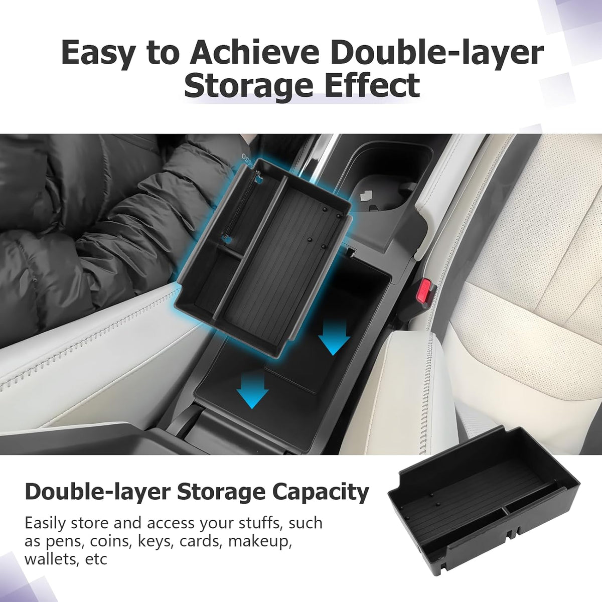 LUWU 2025 2026 A cura ADX Center Console Organizer for 2025 2026 A cura ADX Accessories Armrest Console Storage Box Insert Tray ABS Material Black