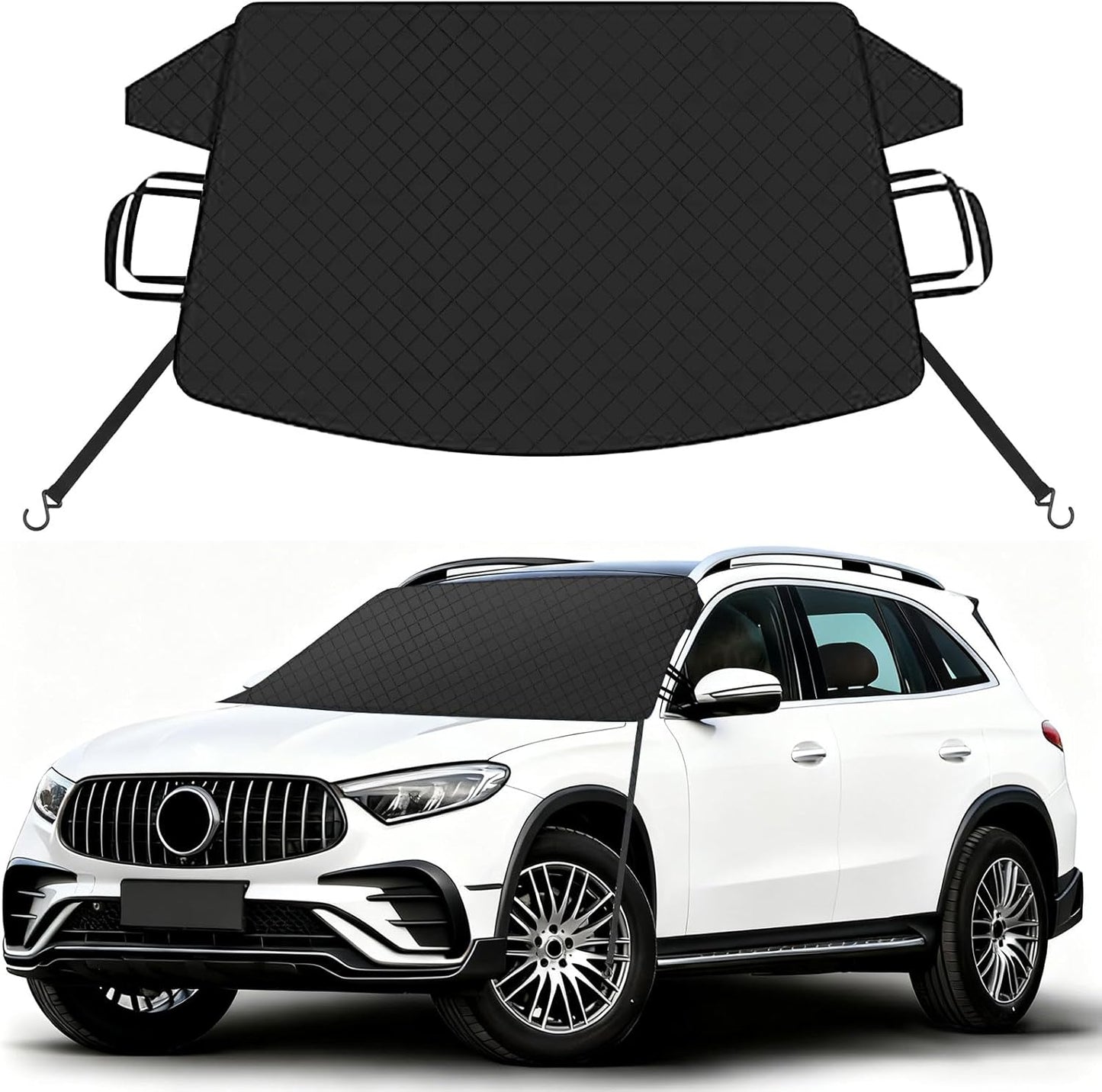 KALINCO Windshield Cover for Ice and Snow, 600D Oxford Fabric Car Windshield Snow Cover, Anti-Frost Waterproof Winter Windshield Covers, Fits Most Cars SUVs Trucks Sedans
