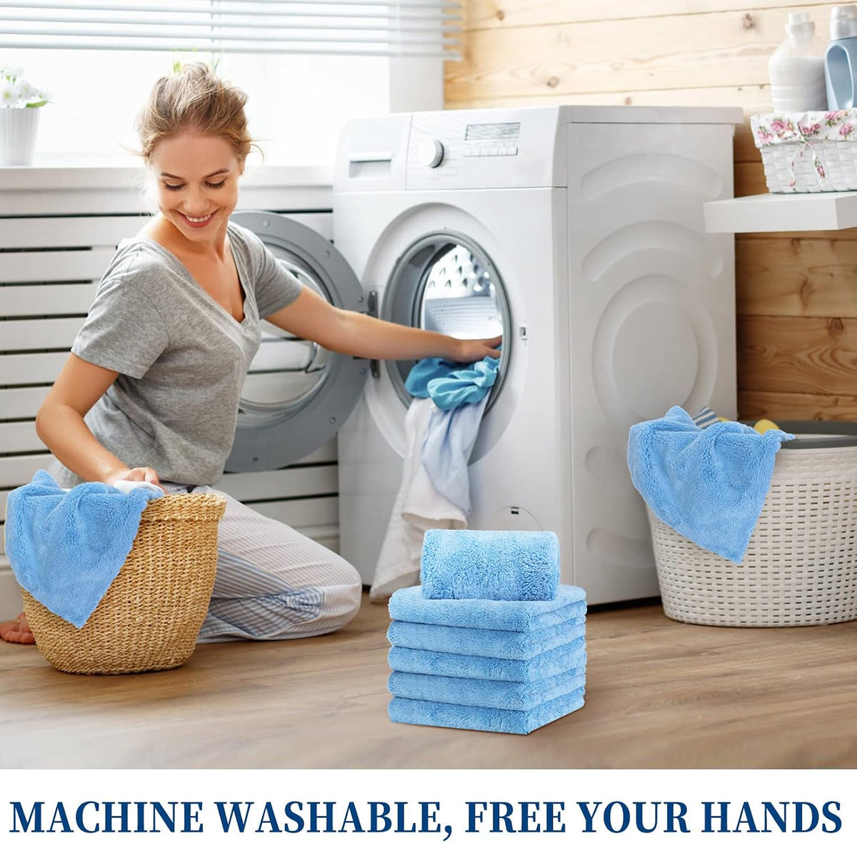Tallew Car Microfiber Towels, Light Blue, 16 Pcs
