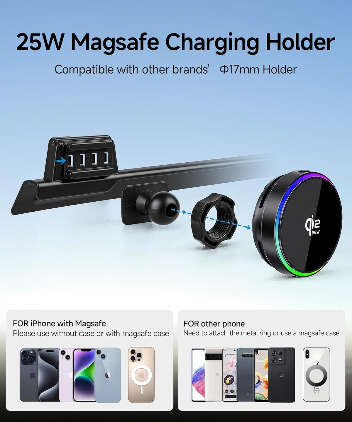 Qi2.2 25W Wireless Charger Car Phone Mount for Kia Niro/EV/Hybrid 2023-2026