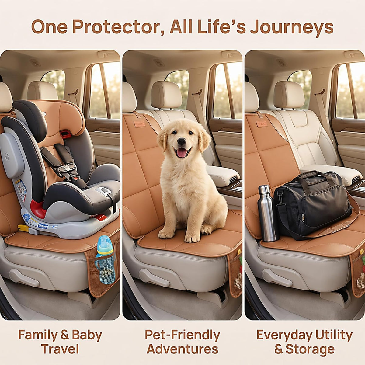 SMART ELF Car Seat Protector 2-Pack, Thick Padding Cushion (Dark Brown)