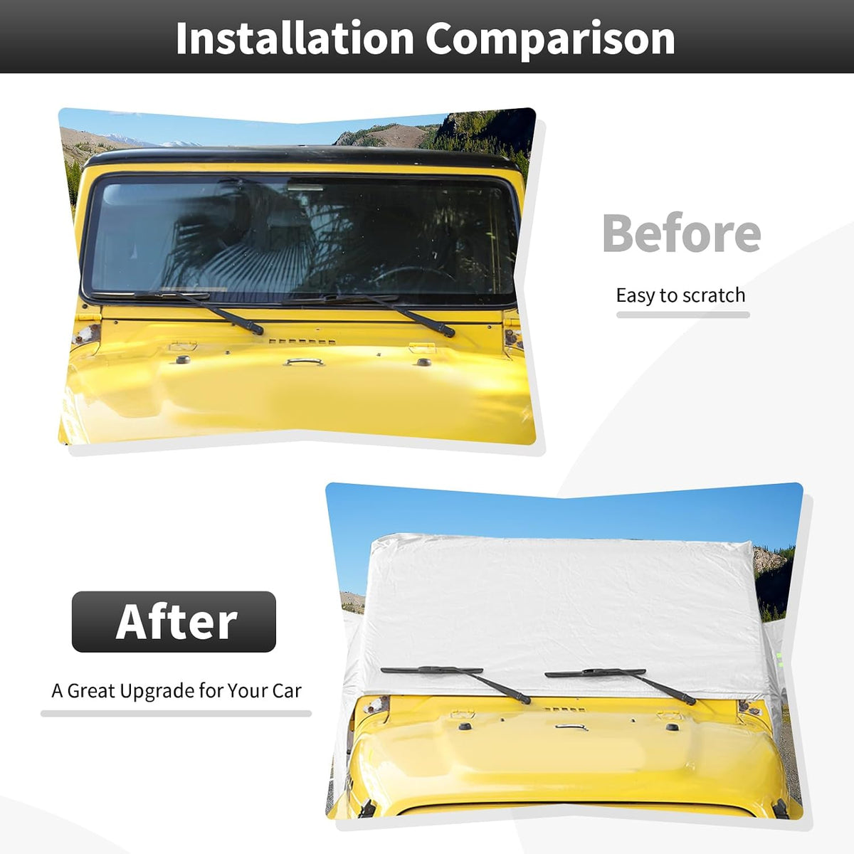 Car Rain Snow Sunshade Cover Accessories for 1997-2006 Jeep Wrangler TJ Windproof Dustproof Scratch Resistant Outdoor UV Protection Auto Cover