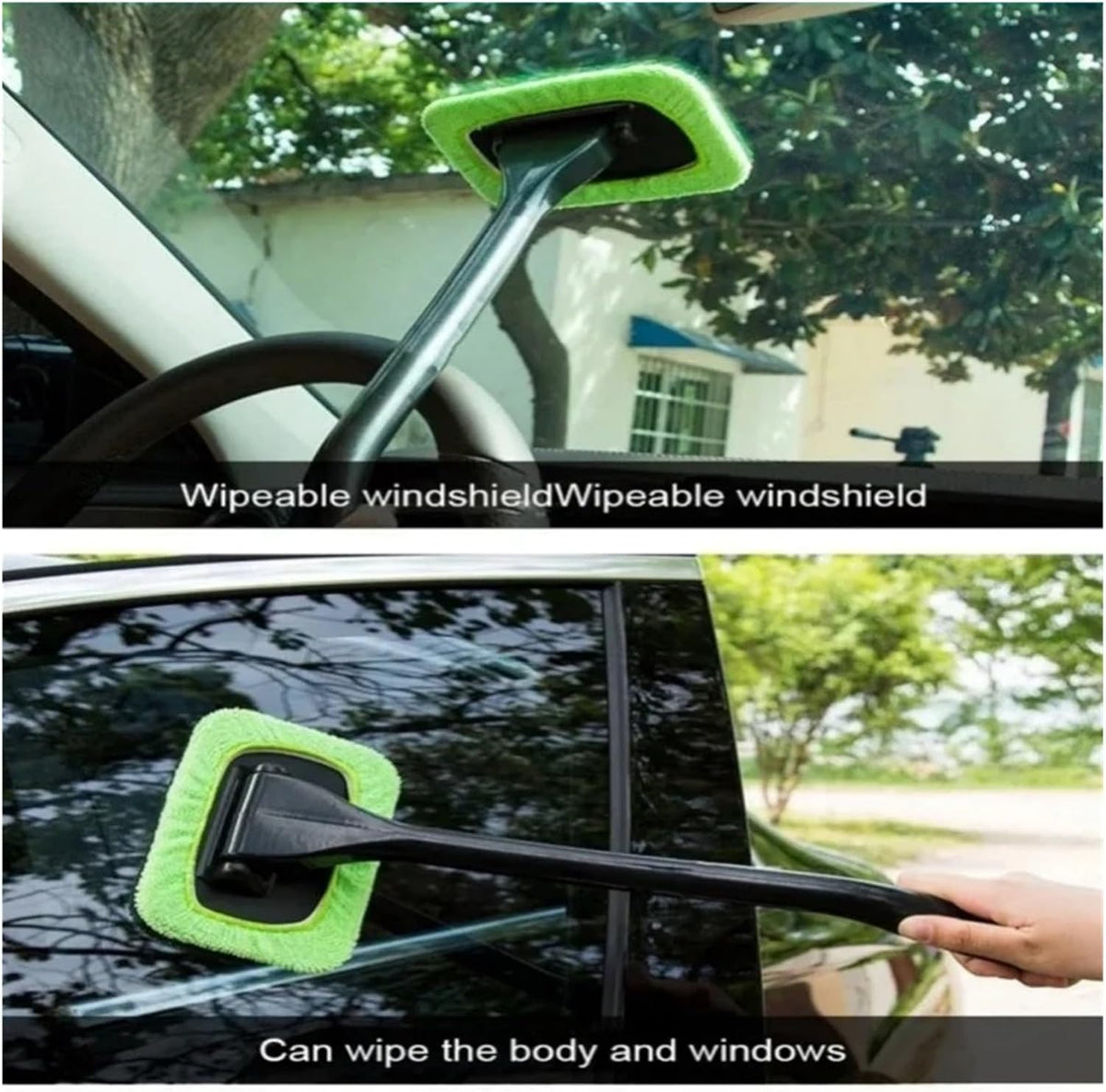 Car Front Windshield Defogging Brush Dust Removal Car Cleaning Tool Long Handle Household Glass Clean Brushes(Dark blue)