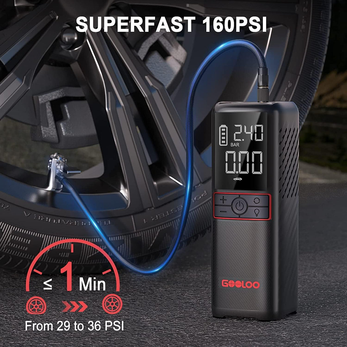 GOOLOO GT160 Tire Inflator Portable Air Compressor for Car Motorcycle Bike Ball & GT4000S Car Battery Charger Jump Starter for 12 Volt Automotive Batteries