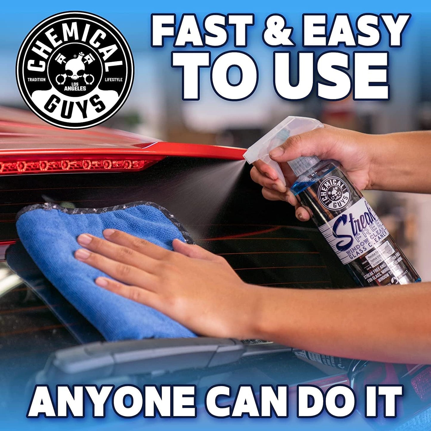 Chemical Guys Streak Free Window Cleaner – Ammonia-Free Glass Cleaner for Crystal Clear Clarity, Safe on Tint, Mirrors, Touchscreens, Windshields, and Chrome, 32 fl oz