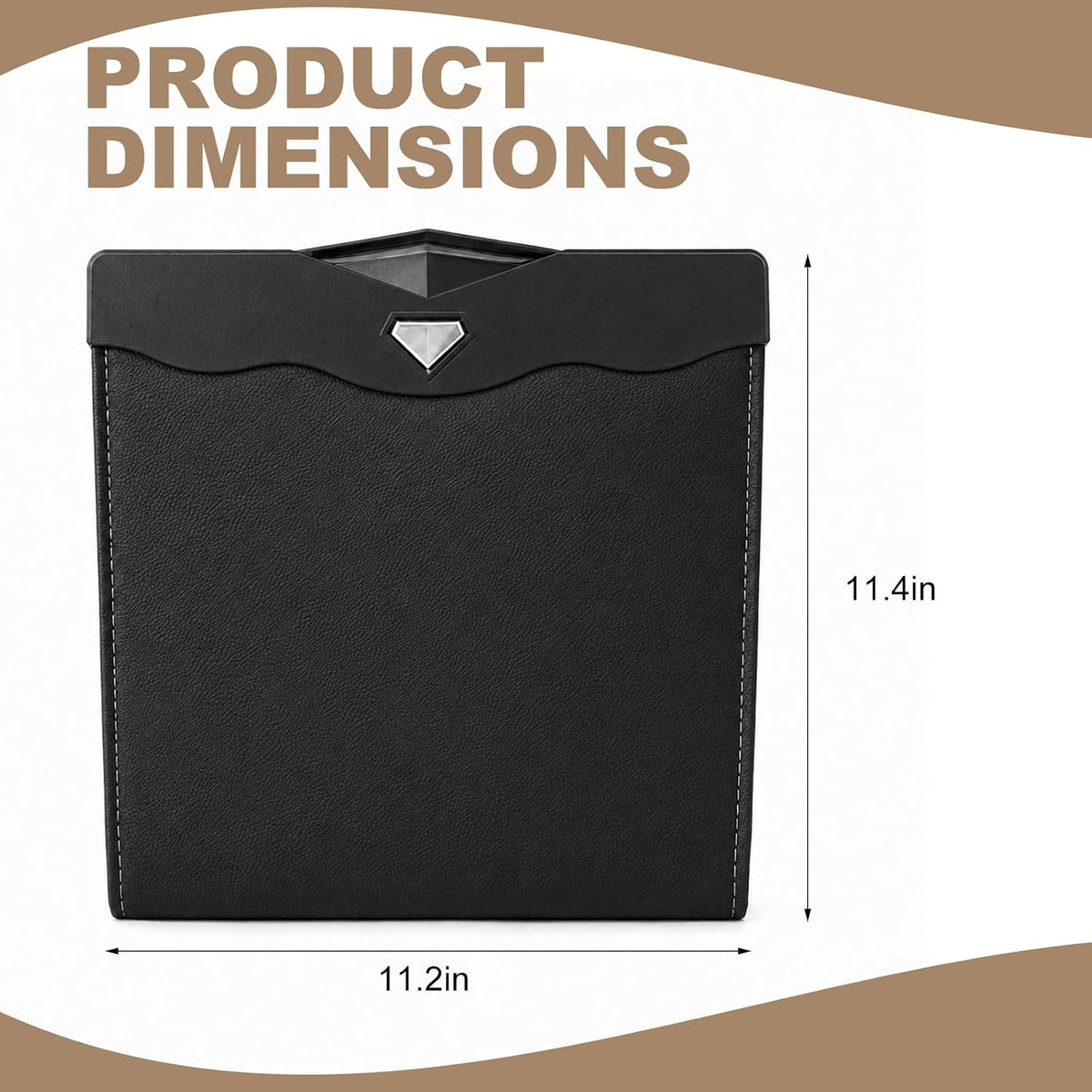 LED Car Trash Can, Leather Garbage Bin (Black)